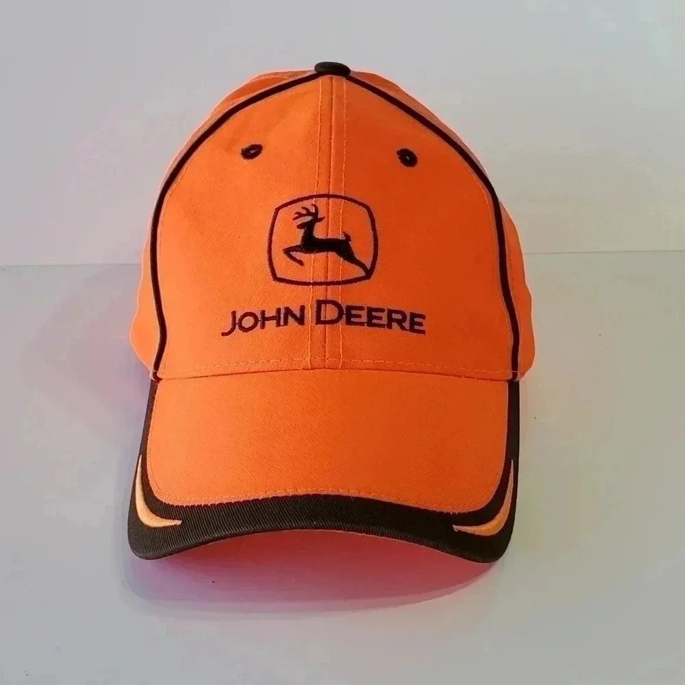 John Deere Bright Orange w/Brown Trim Baseball Cap Hat Adjustable